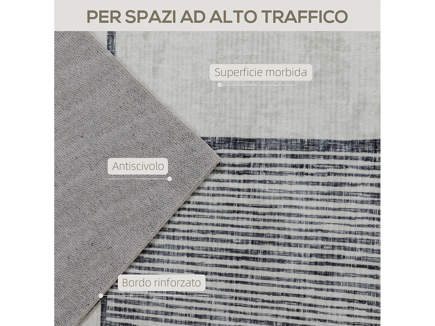 Tappeto moderno a linee geometriche in poliestere multicolore