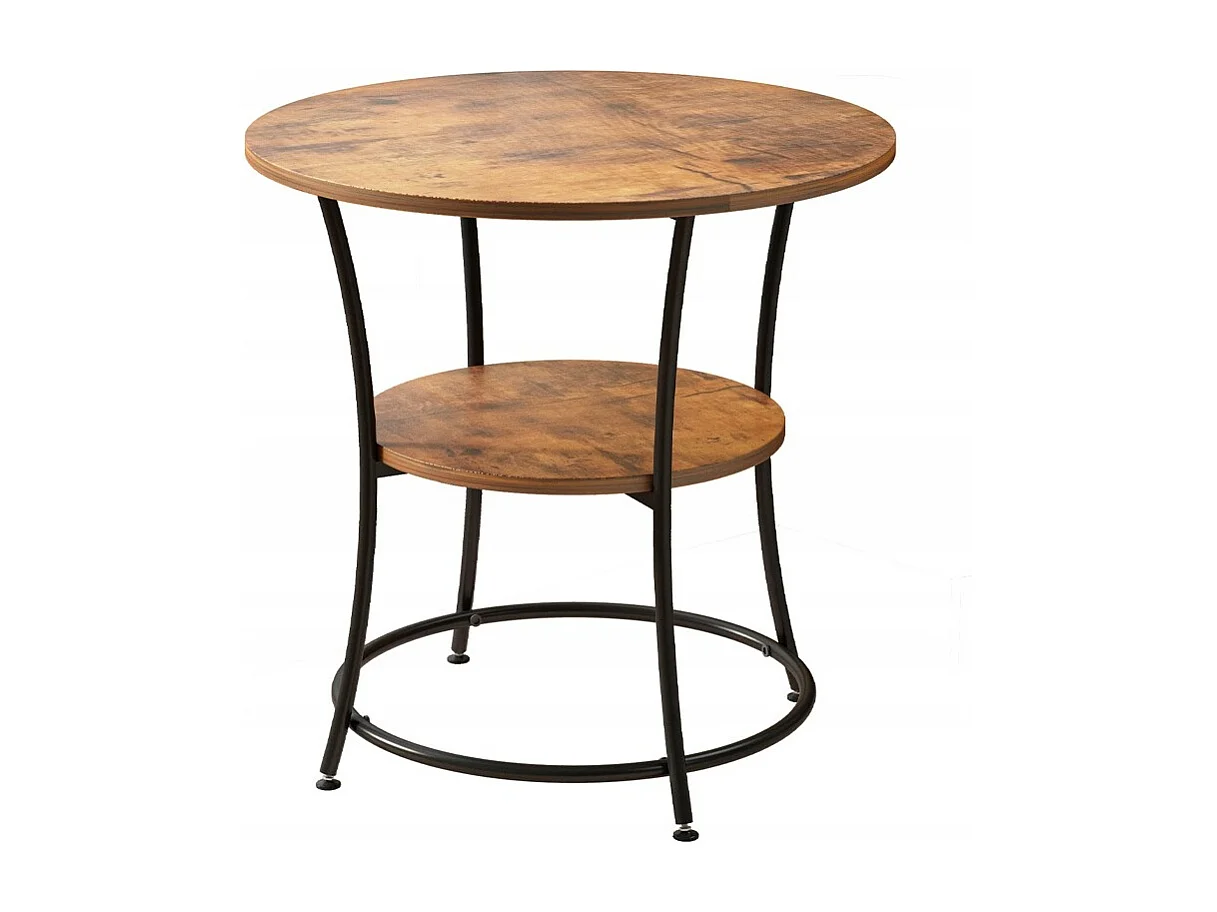 Ronde industriële salontafel voor in de woonkamer met plank bruin loft 55 cm