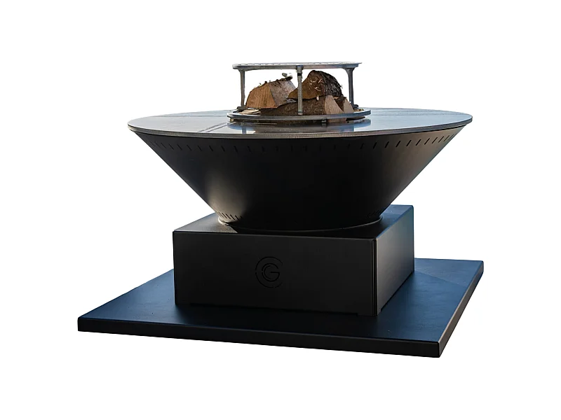 FESTIF POOL Brasero Double Cuve Aluminium 83x55cm - Noir - Compact et élégant pour des soirées conviviales sous les étoiles