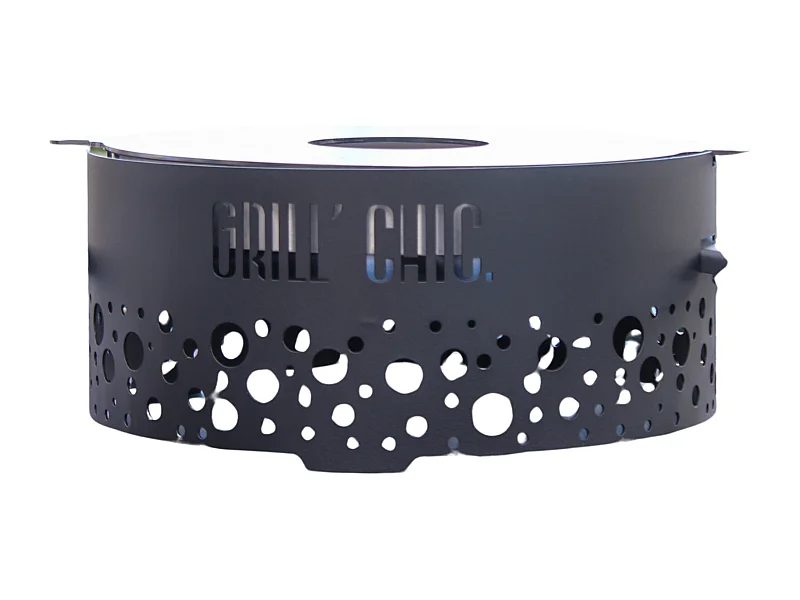 P'TIT GRILL Brasero Double Cuve Acier 39.5 x17.5cm - Anthracite - Sobre et pratique, pour un design moderne et compact