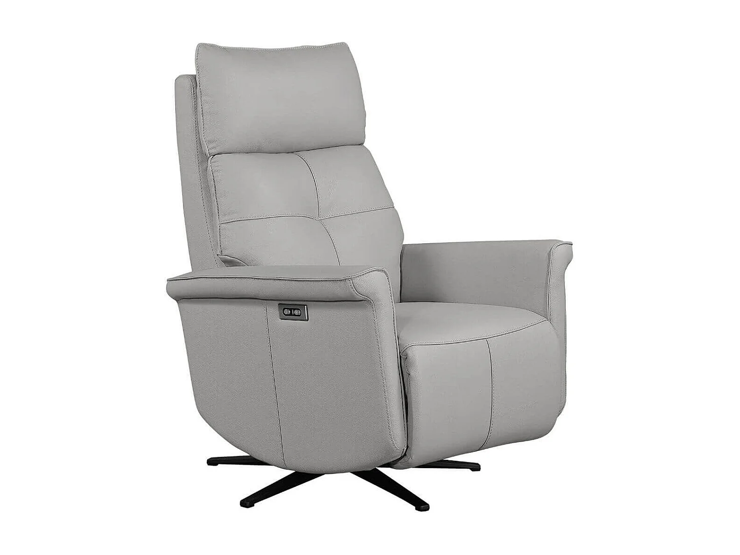 Fauteuil pivotant relax releveur en cuir vachette gris clair - VENUSIA
