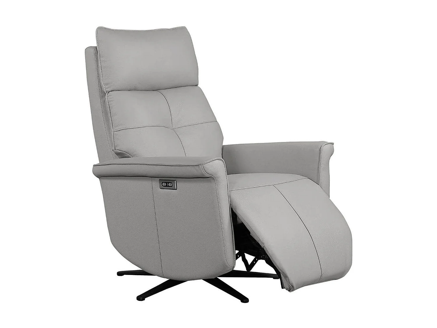Fauteuil pivotant relax releveur en cuir vachette gris clair - VENUSIA