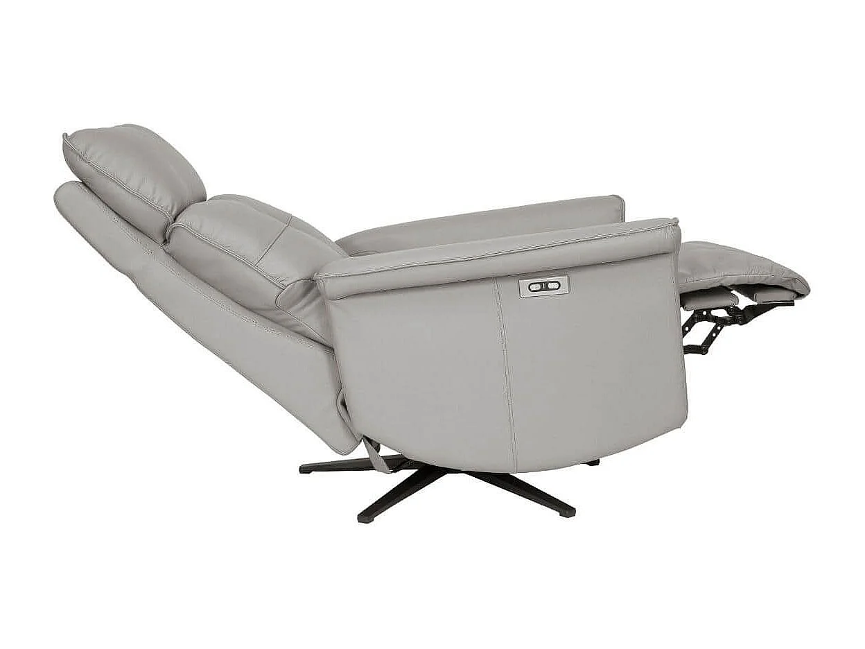 Fauteuil pivotant relax releveur en cuir vachette gris clair - VENUSIA