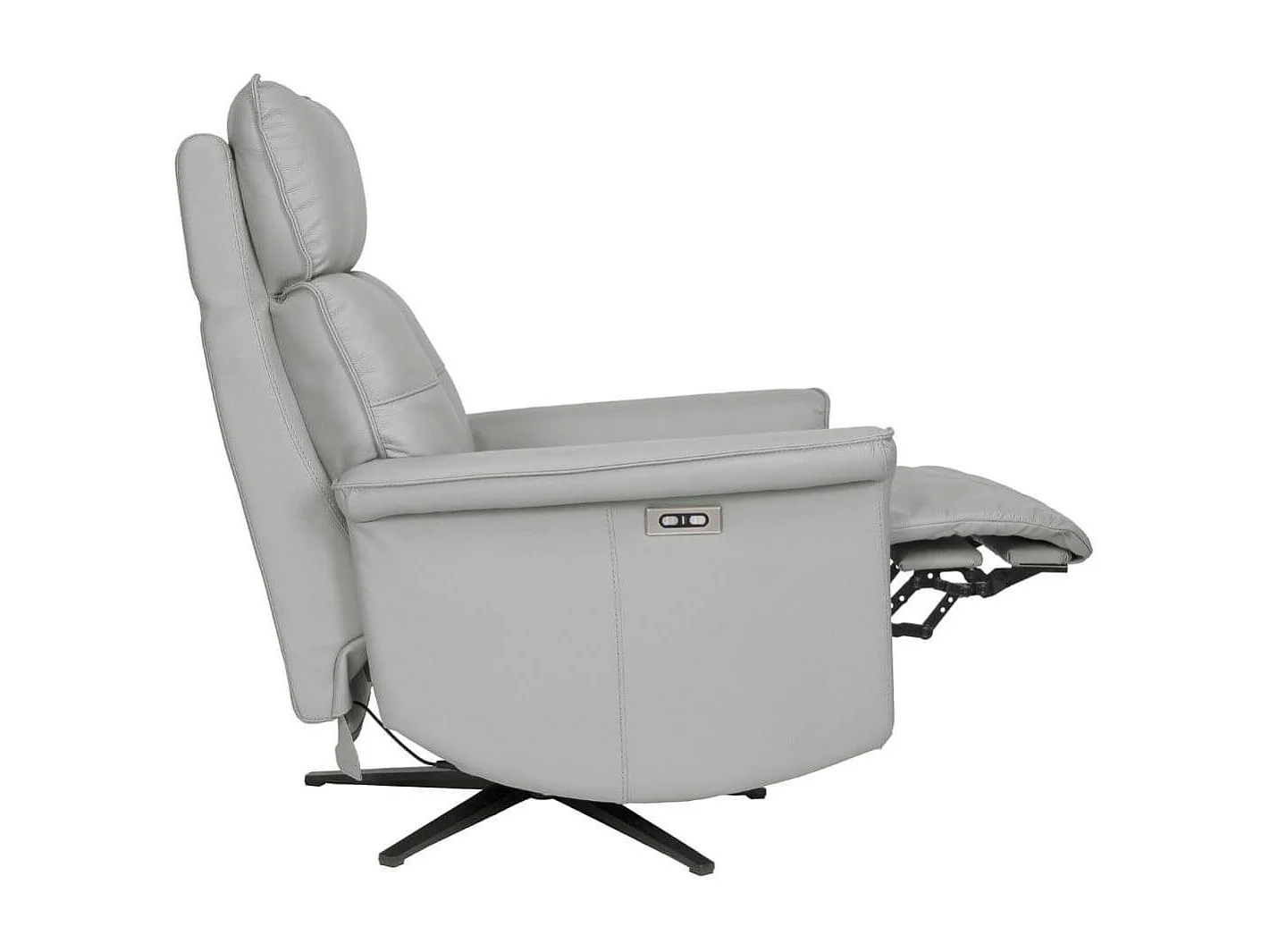 Fauteuil pivotant relax releveur en cuir vachette gris clair - VENUSIA