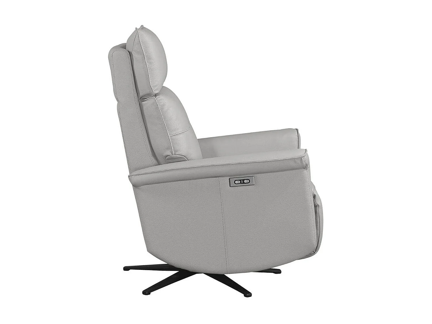 Fauteuil pivotant relax en cuir vachette gris clair - VENUSIA