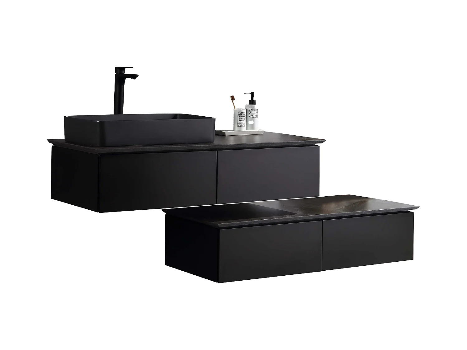 Meuble avec vasque 120 cm noir Aquacera