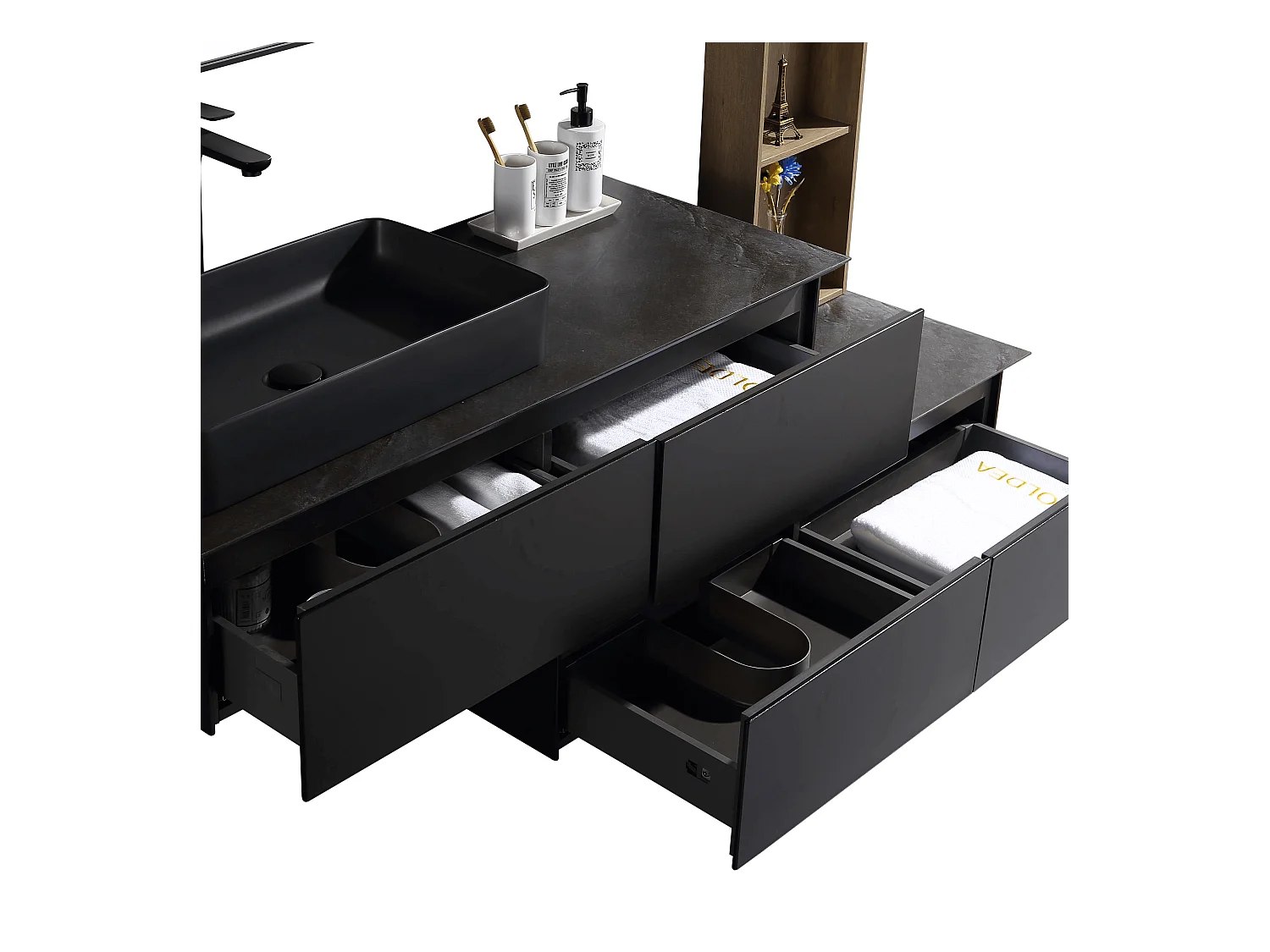 Meuble avec vasque 120 cm noir Aquacera