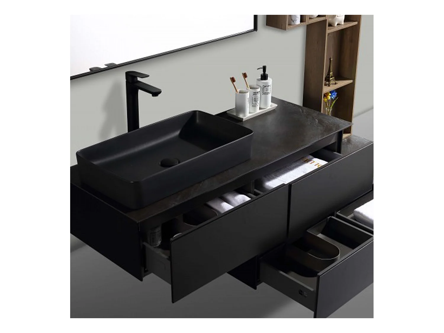 Meuble avec vasque 120 cm noir Aquacera