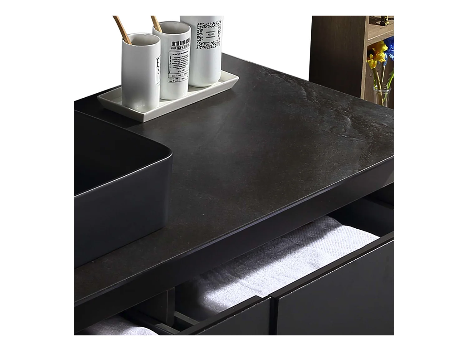 Meuble avec vasque 120 cm noir Aquacera