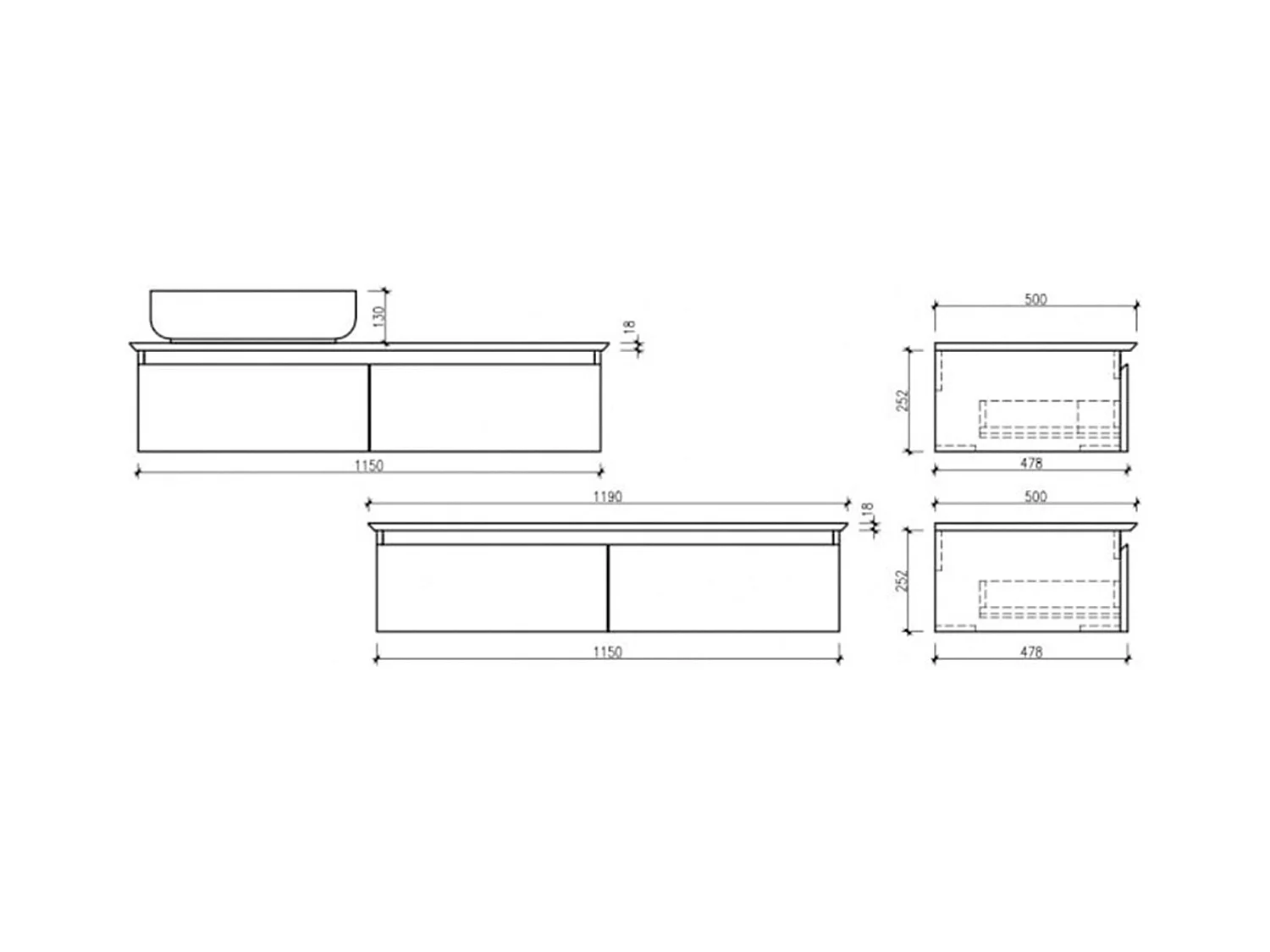 Meuble avec vasque 120 cm noir Aquacera