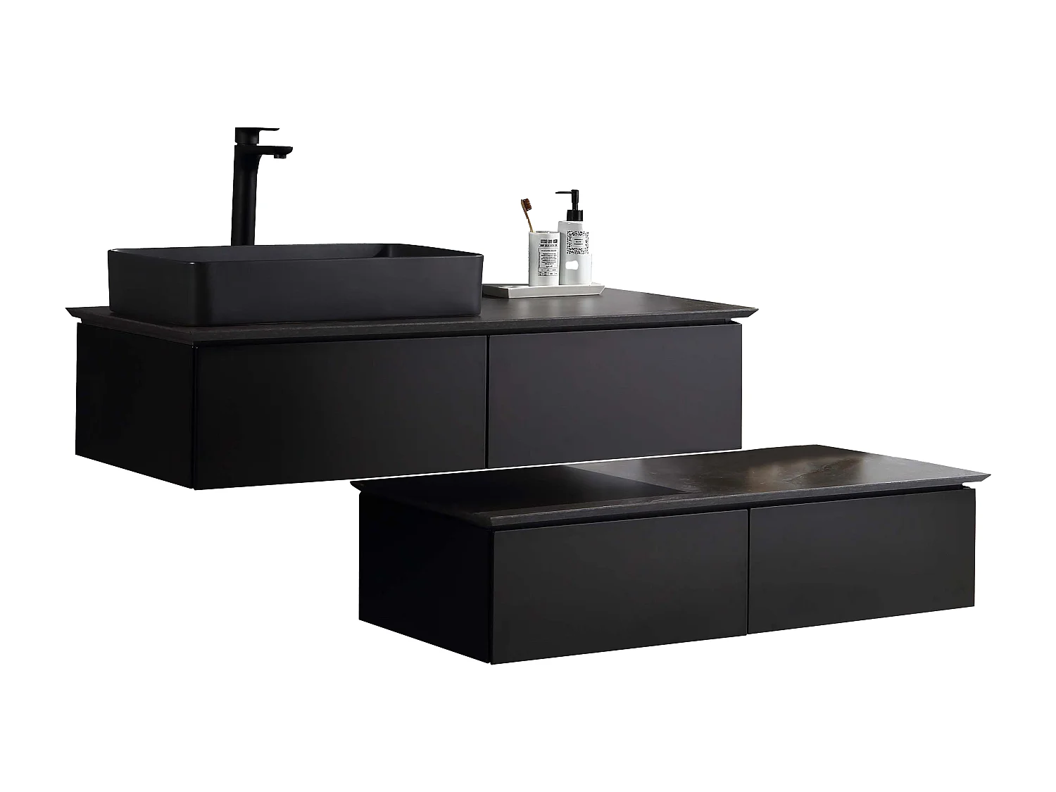 Meuble avec vasque 120 cm noir Aquacera