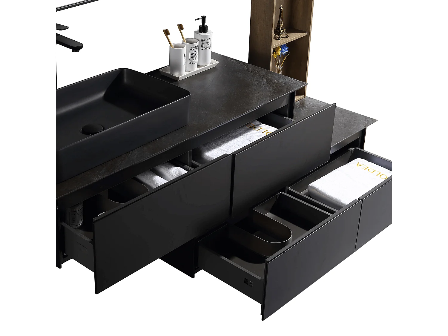 Meuble avec vasque 120 cm noir Aquacera