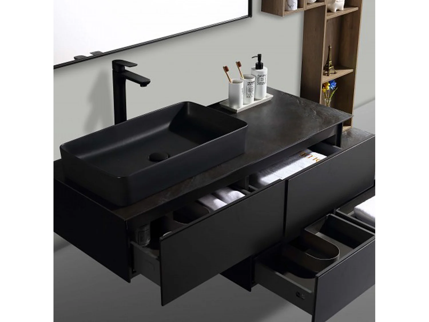 Meuble avec vasque 120 cm noir Aquacera