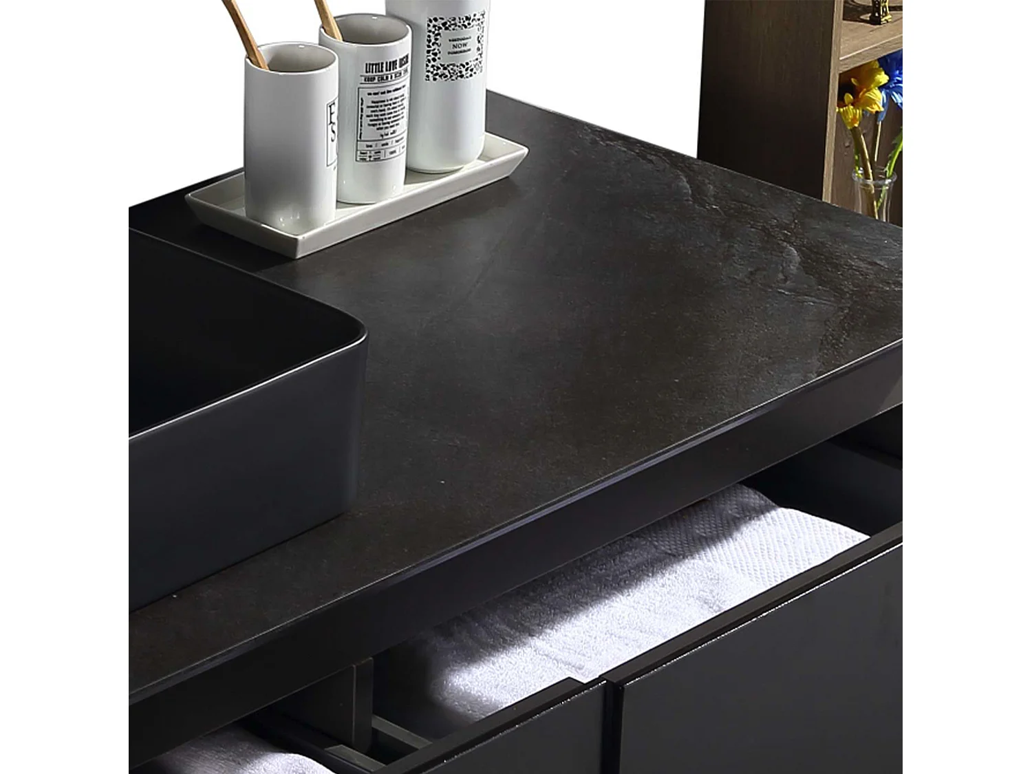 Meuble avec vasque 120 cm noir Aquacera