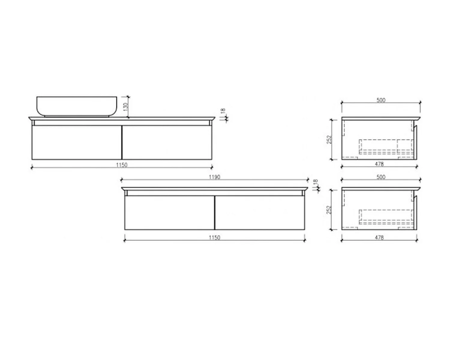 Meuble avec vasque 120 cm noir Aquacera