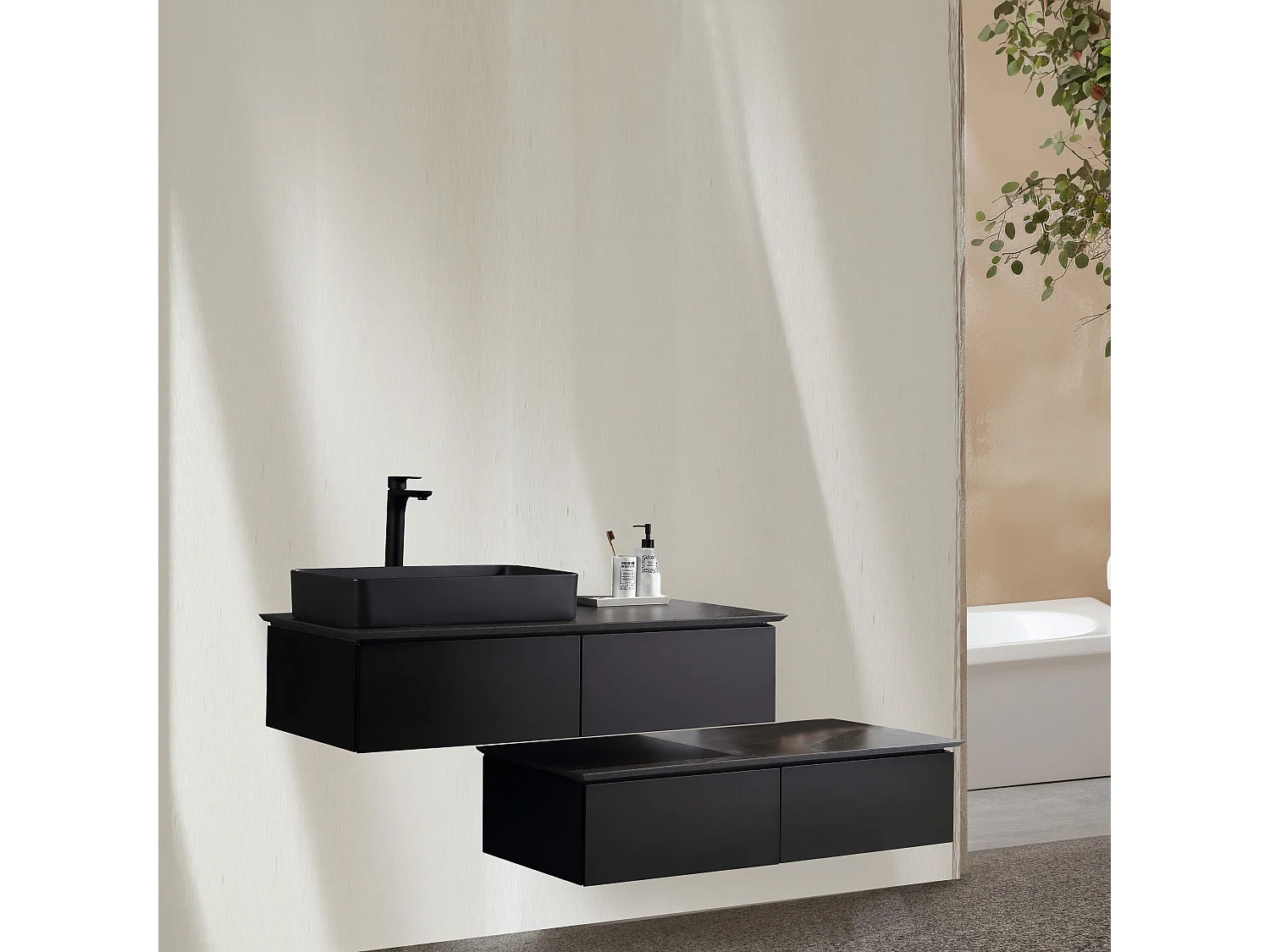 Meuble salle de bain Aquacera 120 cm noir avec vasque