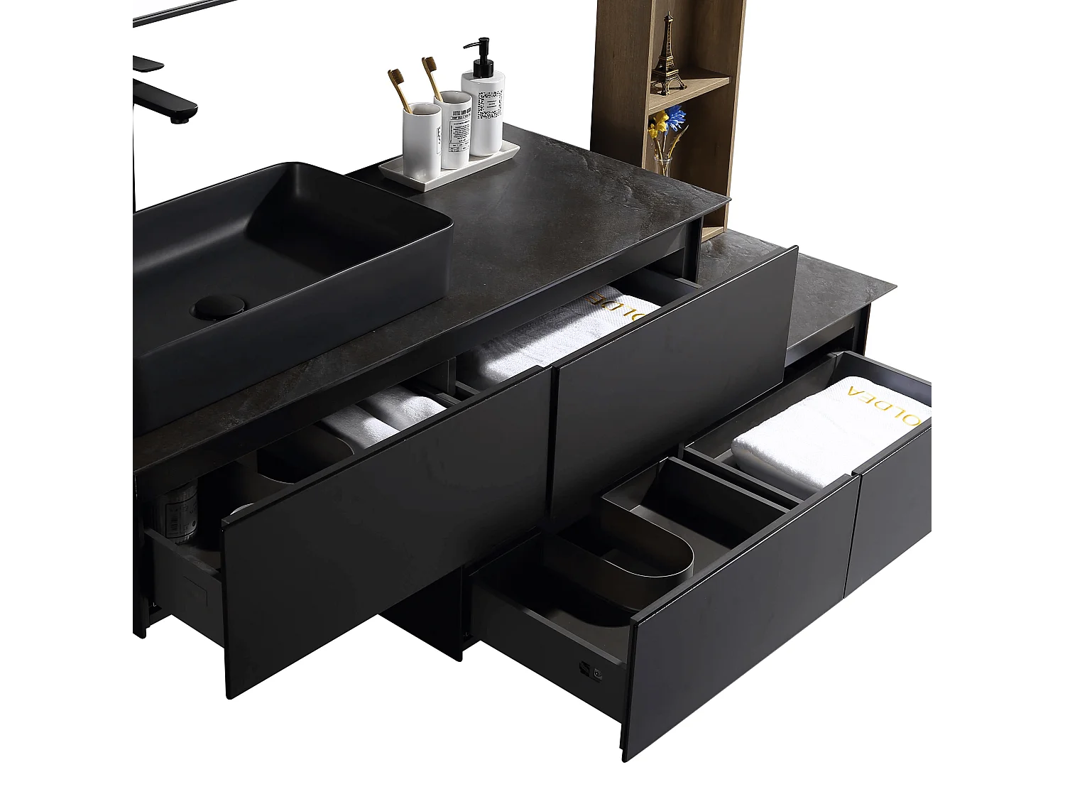 Meuble avec vasque 120 cm noir Aquacera