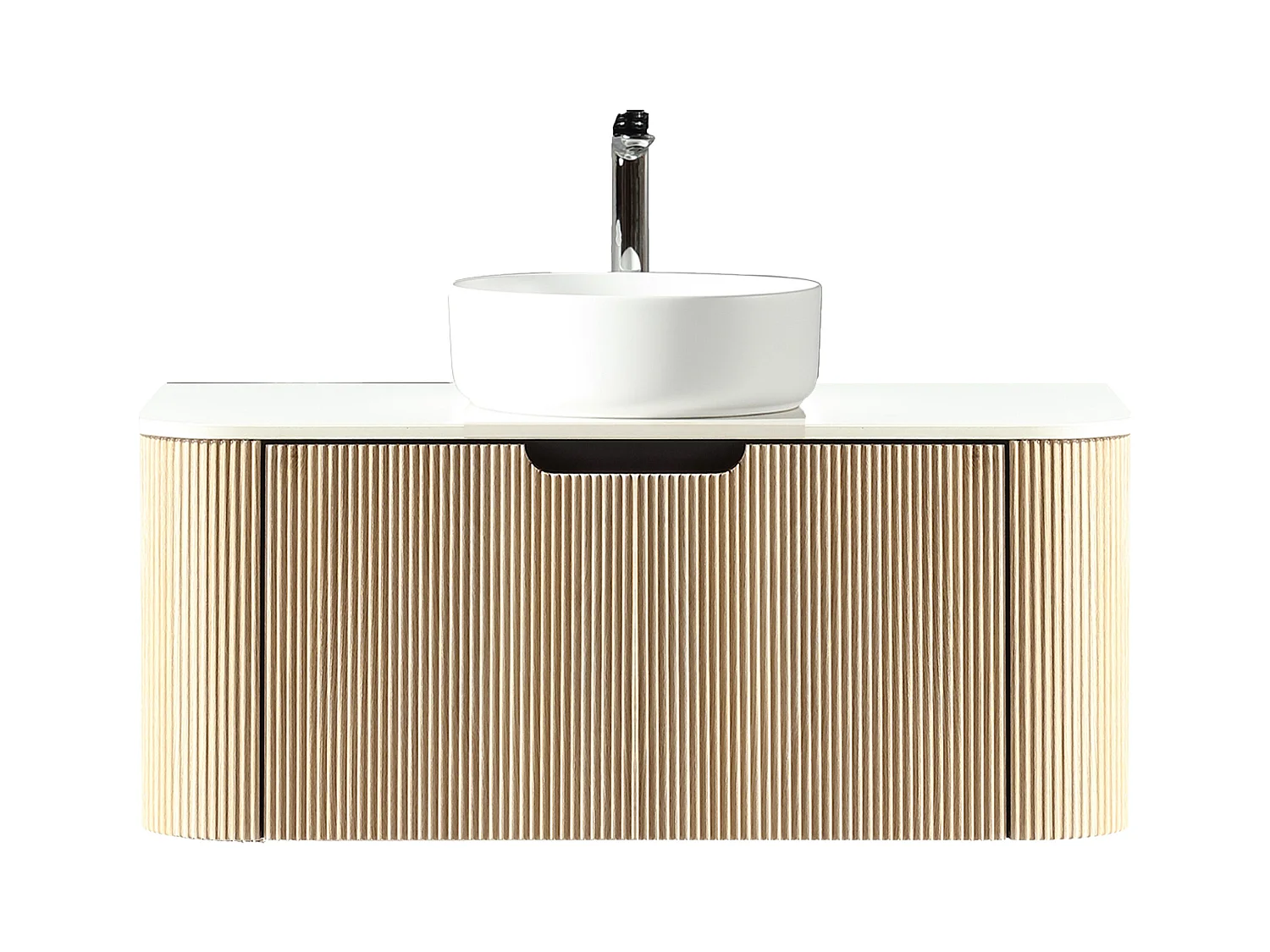 Meuble 100 cm chêne clair Aquagiro avec vasque à poser blanche mat