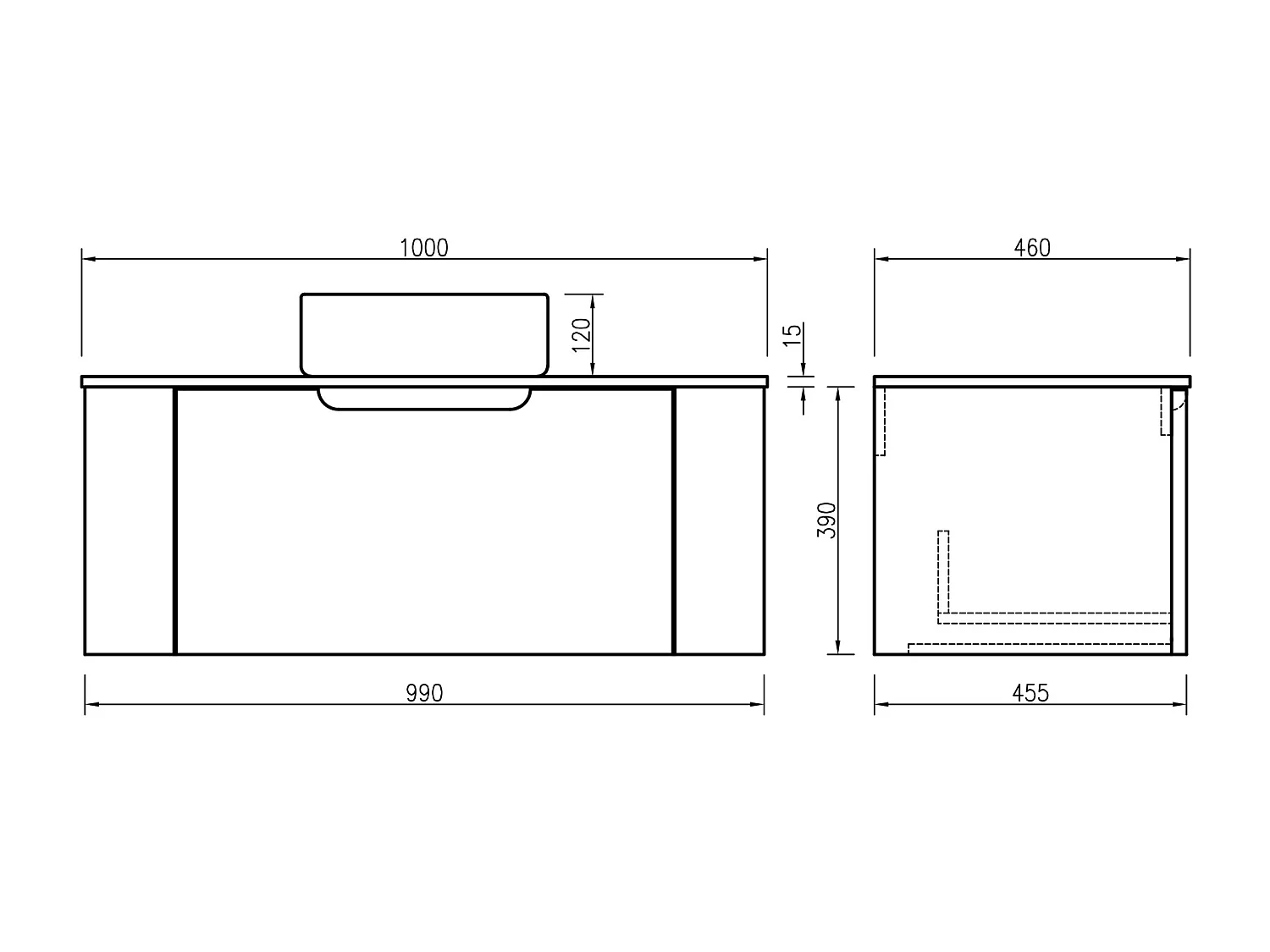 Meuble 100 cm chêne clair Aquagiro avec vasque à poser blanche mat