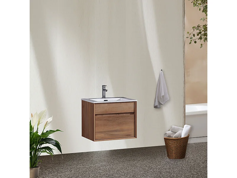 Meuble avec vasque 80 cm chêne brun Aquaroca