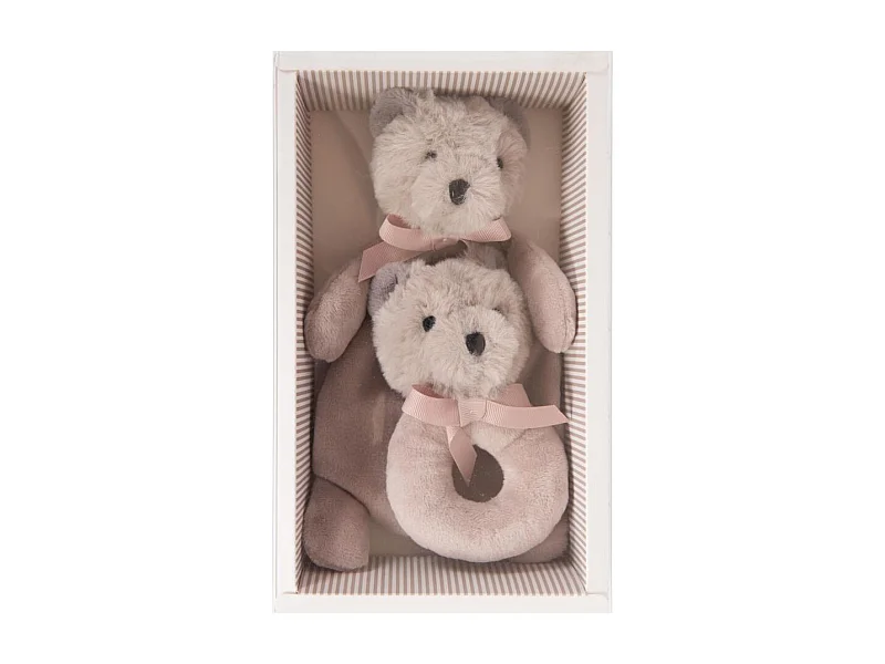 Coffret doudou et hochet ours