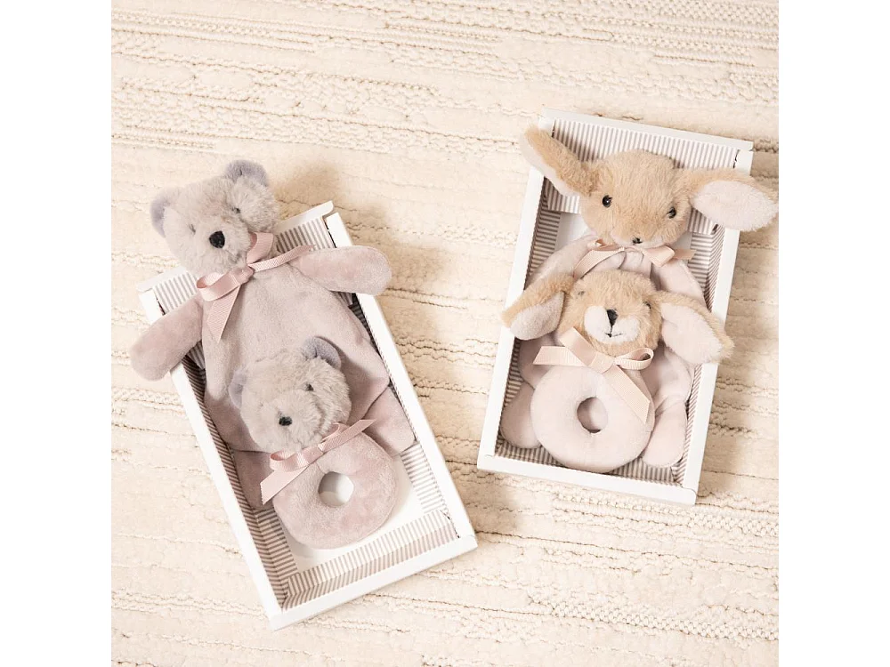 Coffret doudou et hochet ours