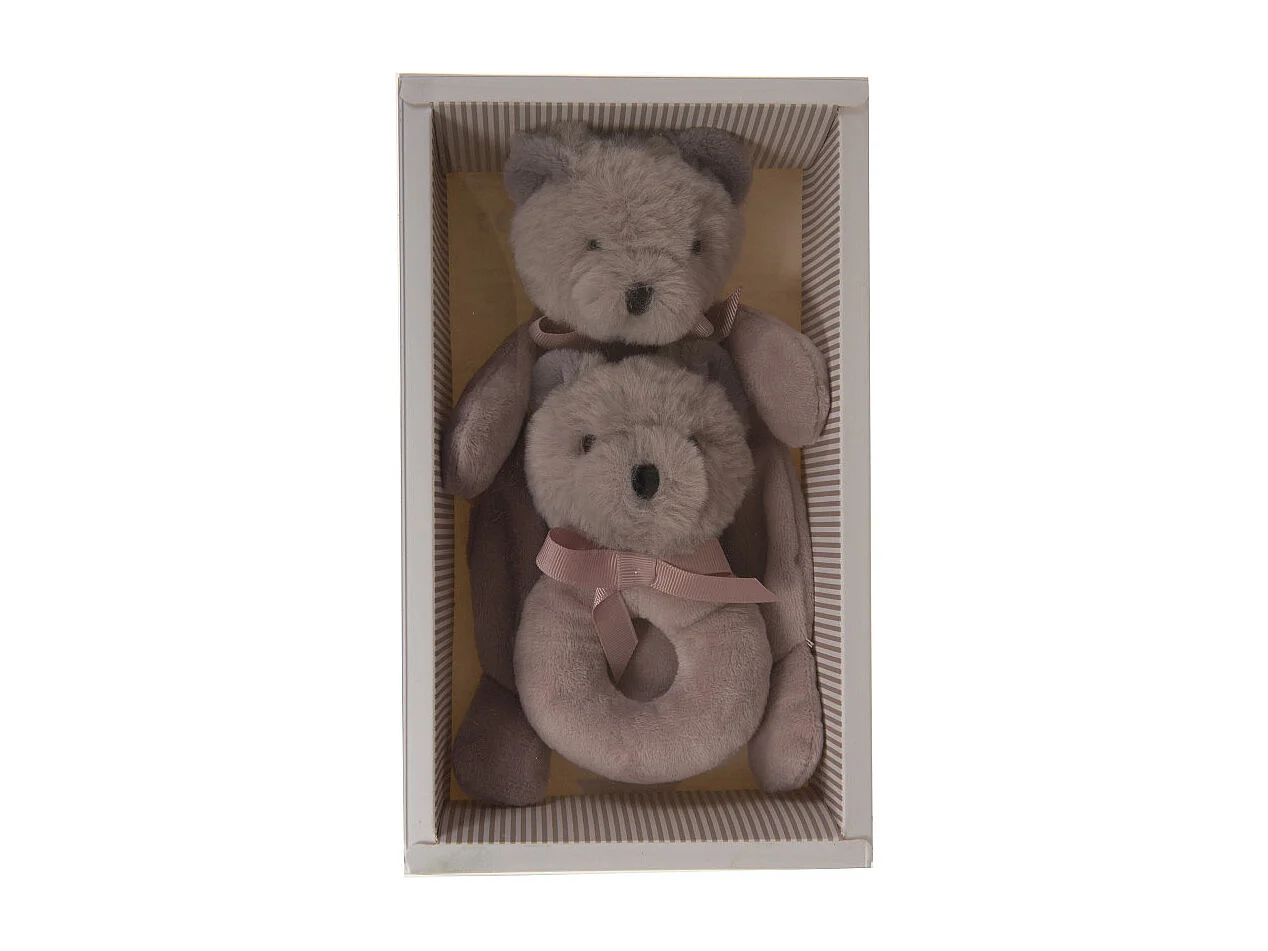 Coffret doudou et hochet ours