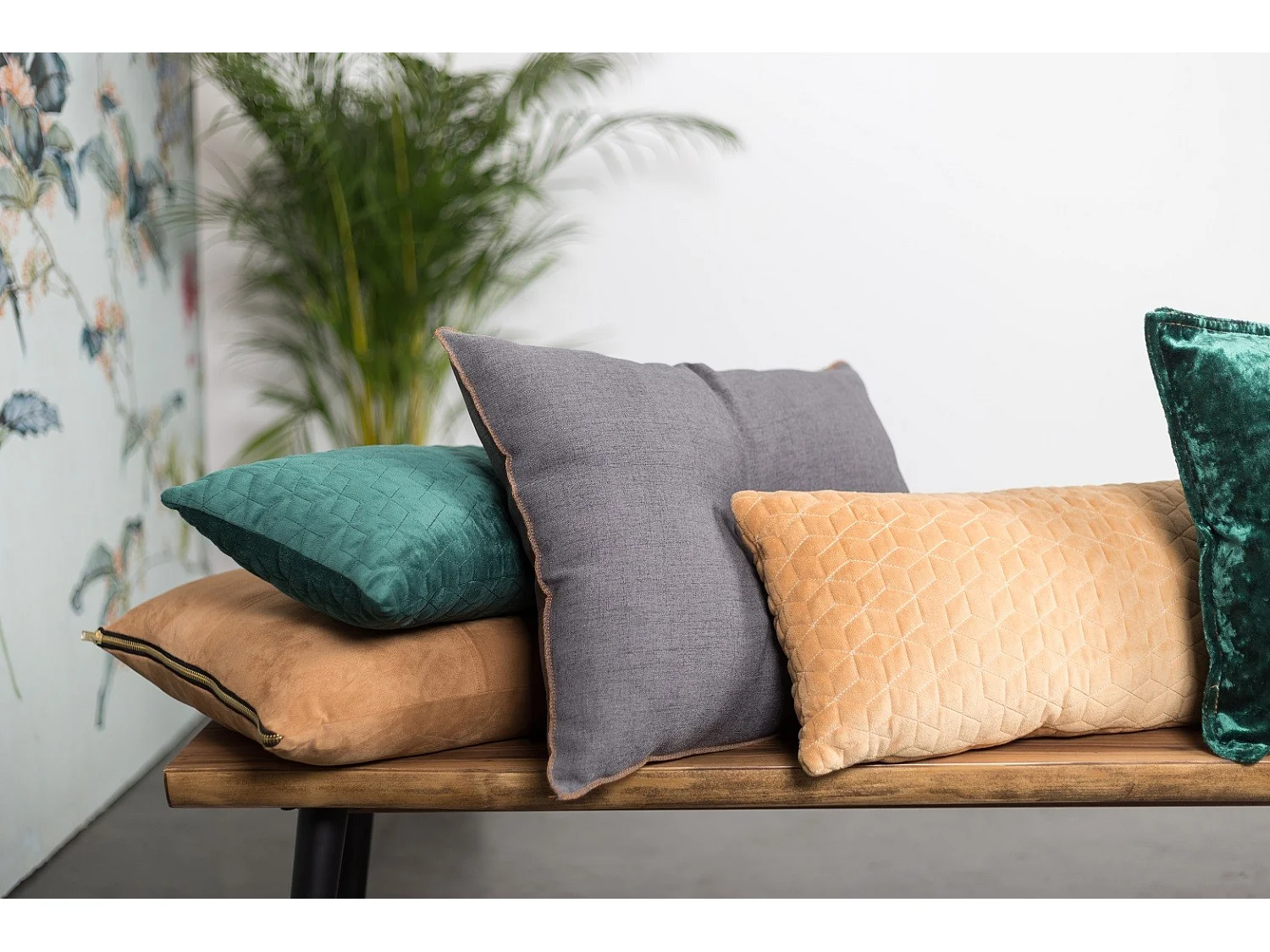 Coussin Iris, Tissu, Camel