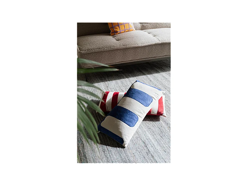 Coussin AYA rectangle blanc bleu 30 x 60 cm