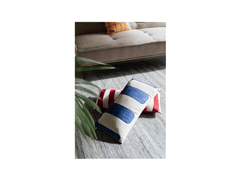 Coussin AYA rectangle blanc bleu 30 x 60 cm