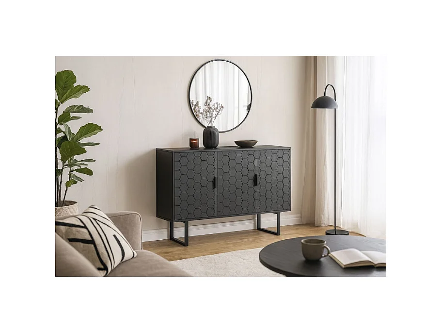 Buffet Link High noir, 135 cm, Design graphique