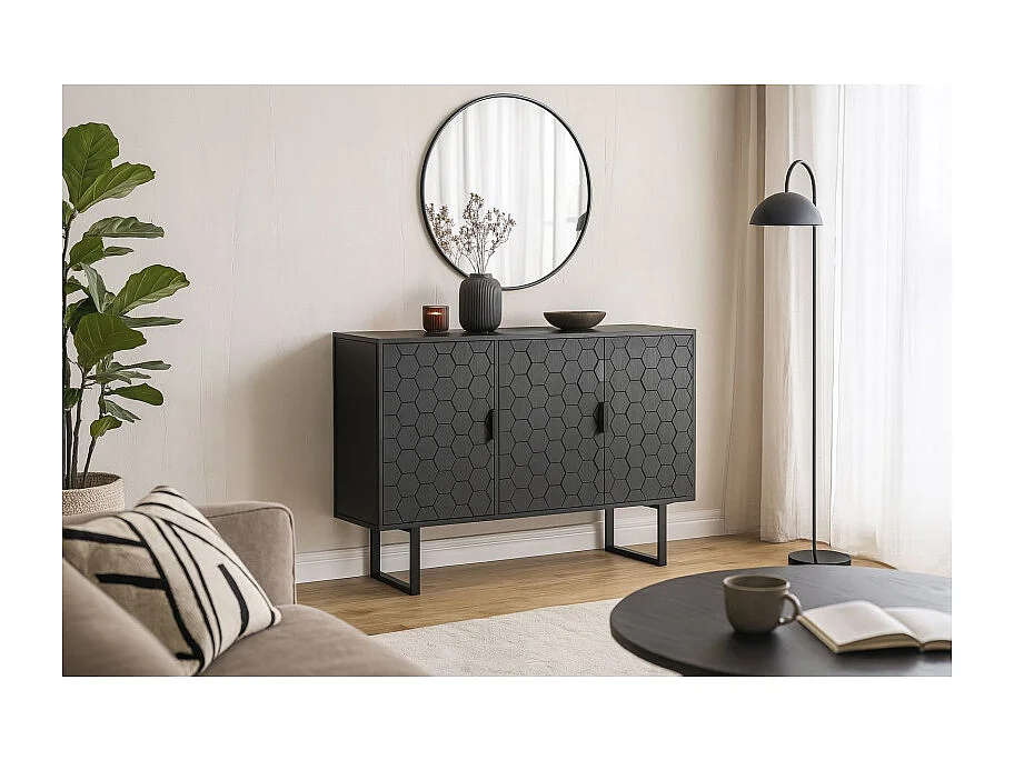 Buffet Link High noir, 135 cm, Design graphique