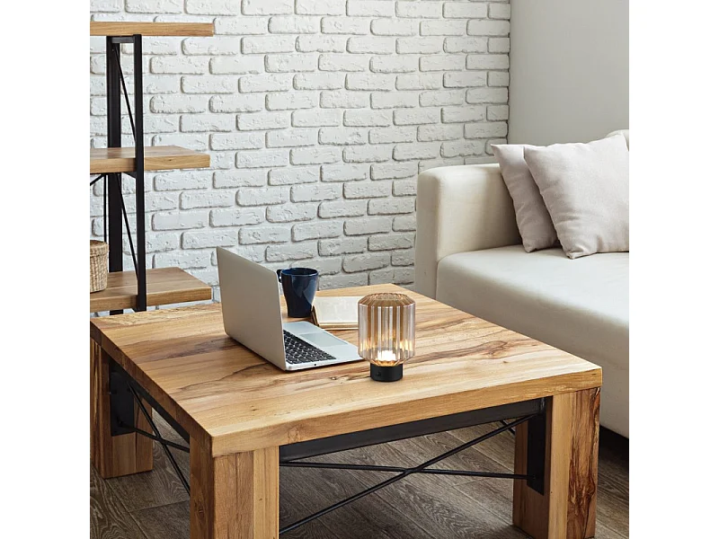 Lampe de table rechargeable en verre et métal Lord