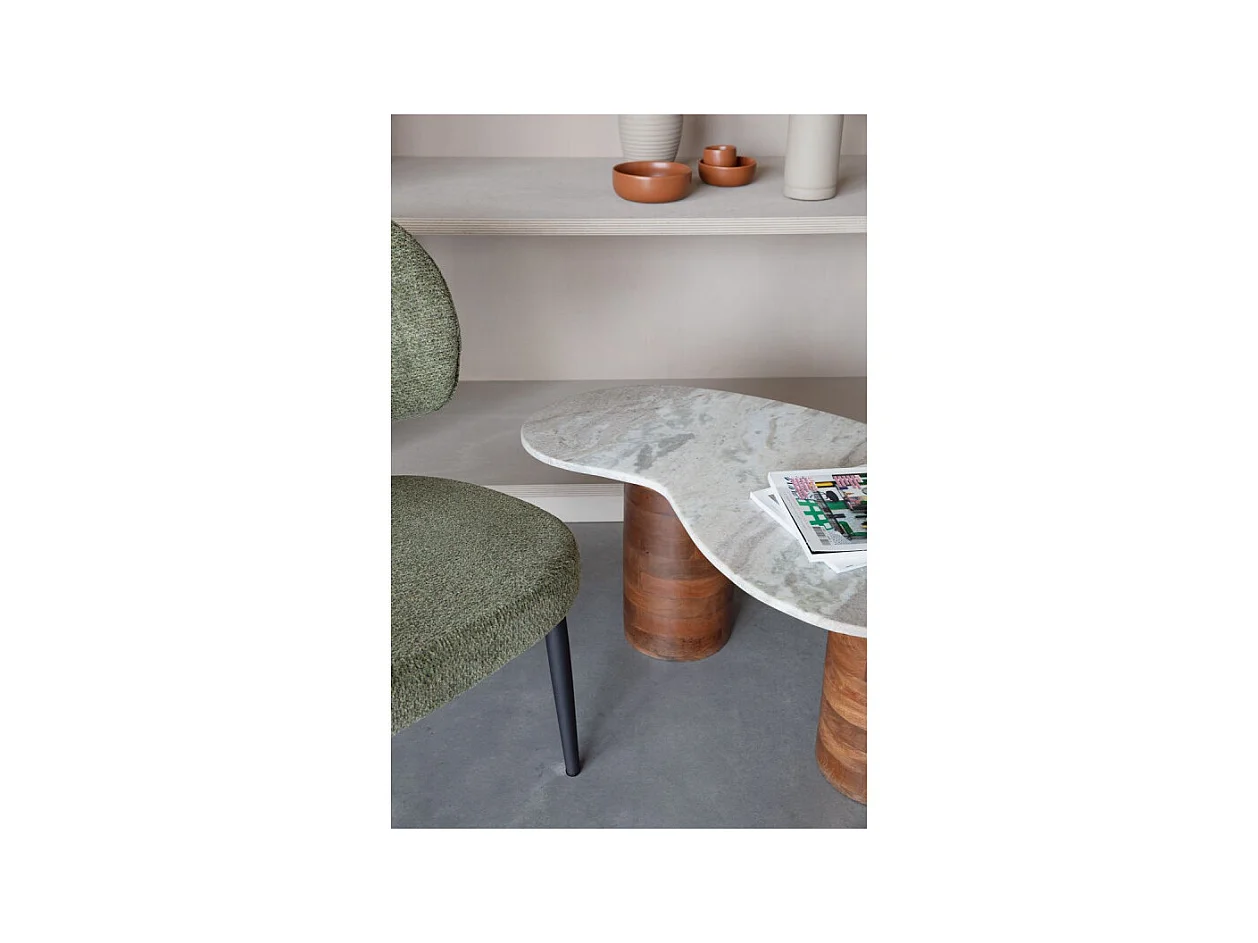 Table basse Peli, Marbre et Bois, Forme Organique