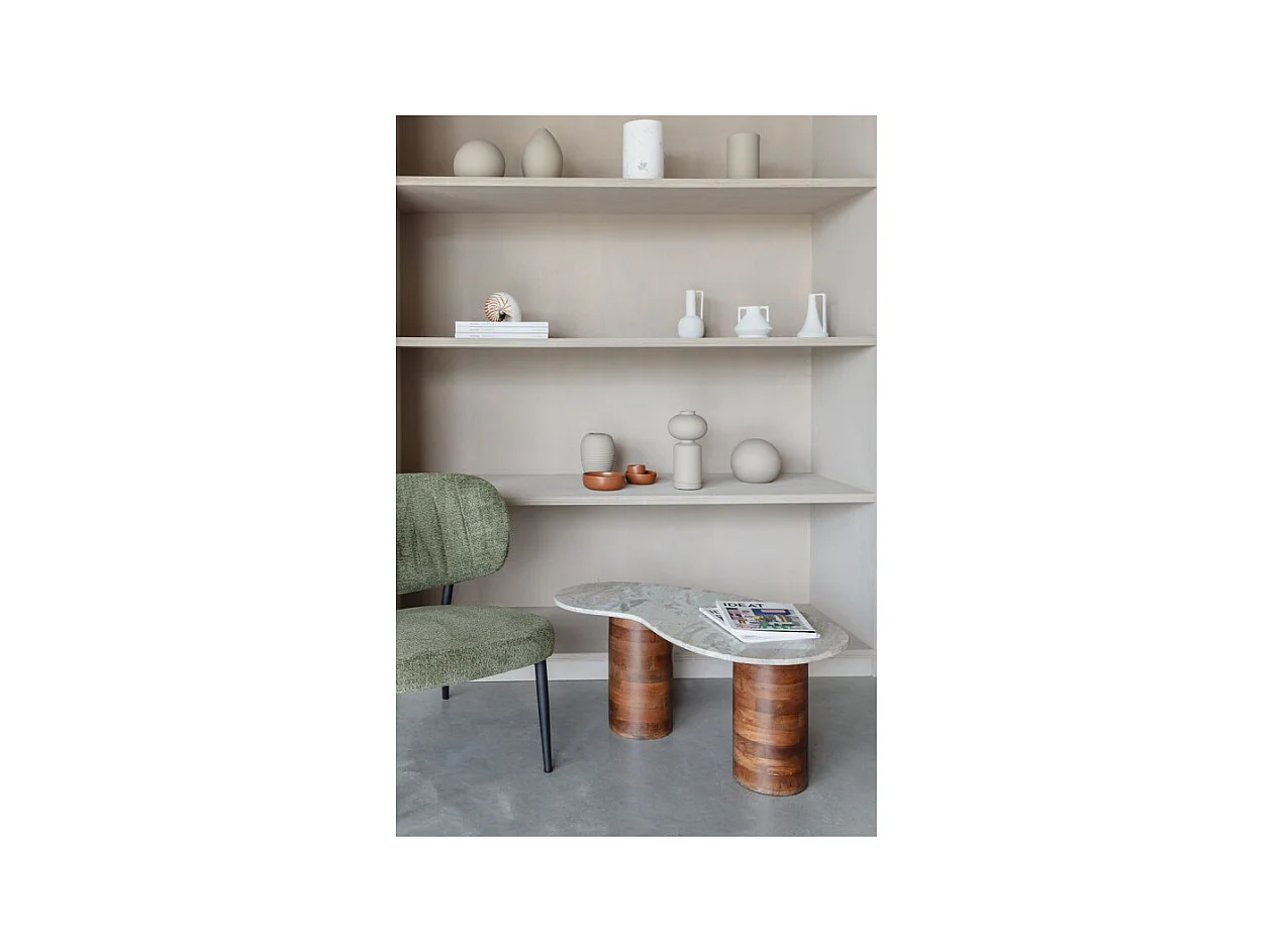 Table basse Peli, Marbre et Bois, Forme Organique