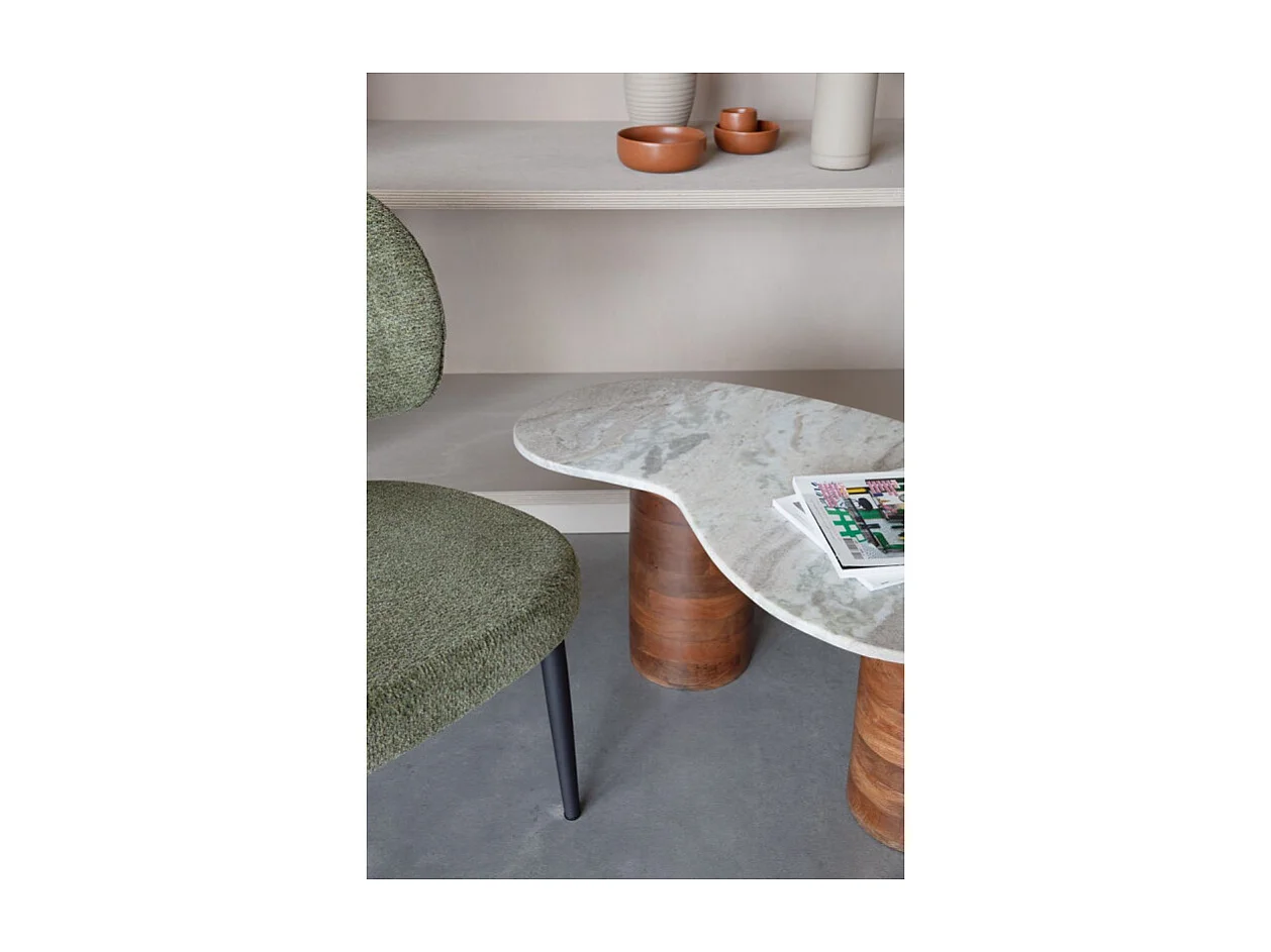 Table basse Peli, Marbre et Bois, Forme Organique