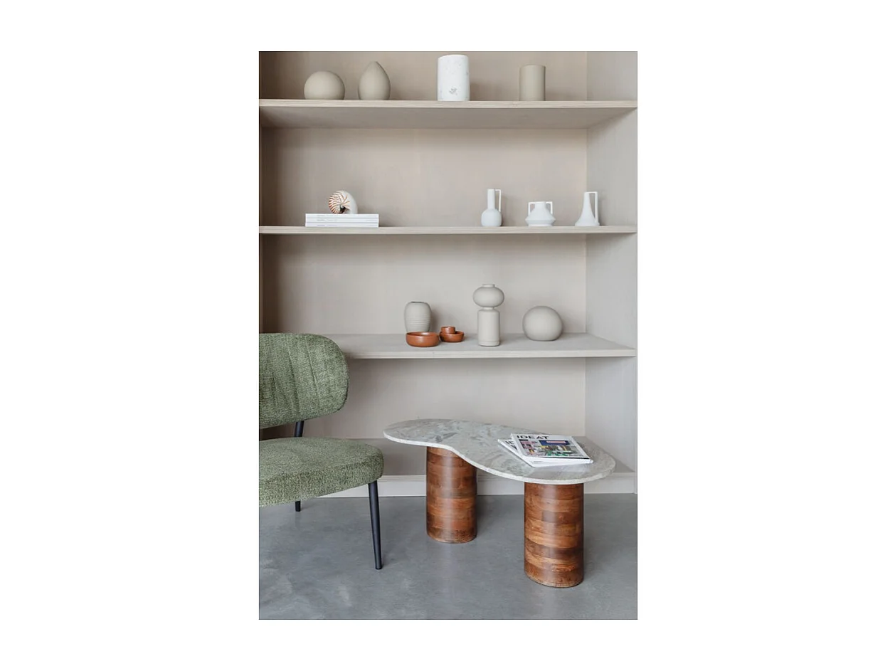 Table basse Peli, Marbre et Bois, Forme Organique