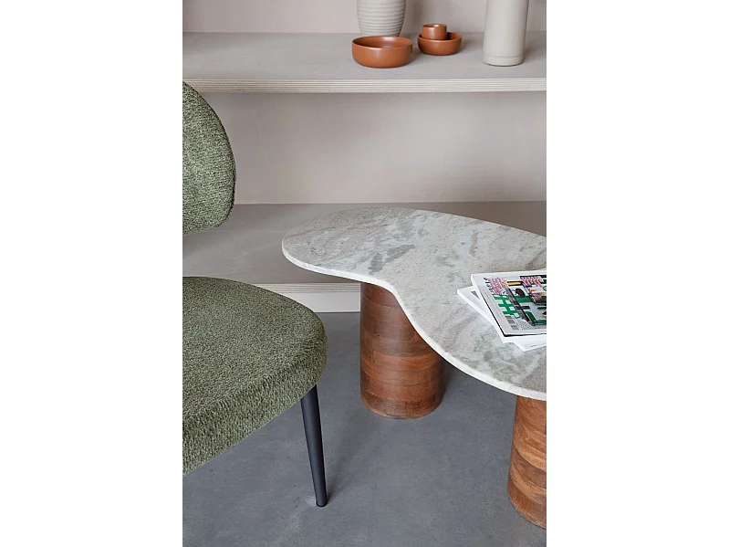Table basse Peli, Marbre et Bois, Forme Organique