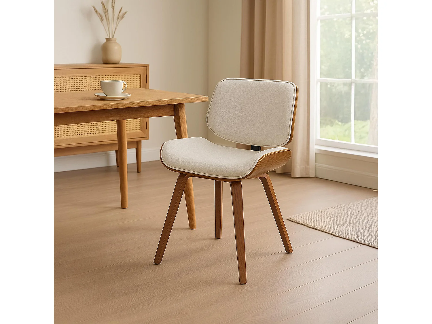 Chaise de conférence - Tissu - Noyer / Crème - Beverley