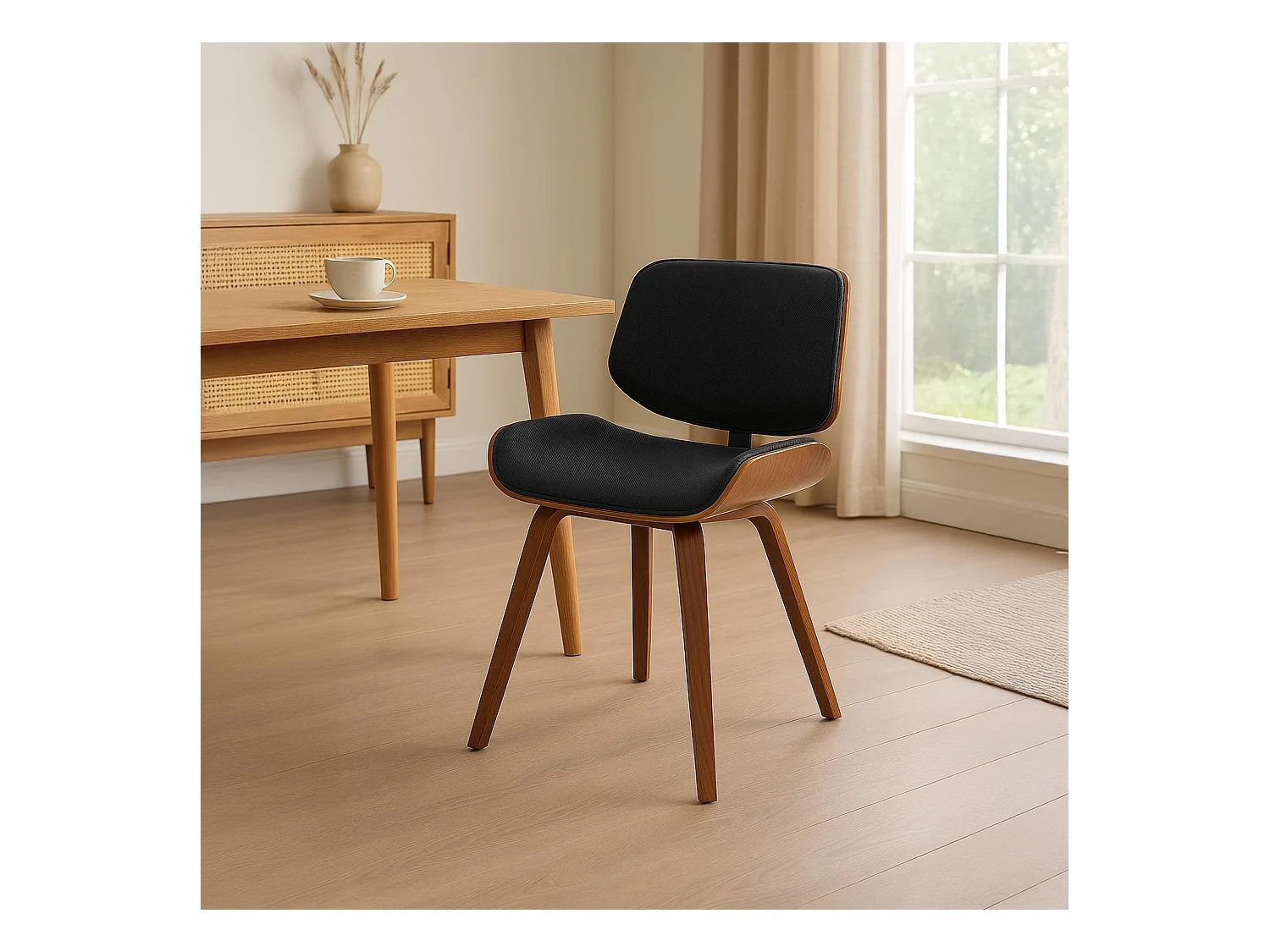 Chaise de conférence - Tissu - Noyer / Noir - Beverley