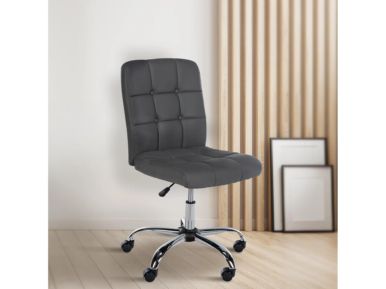 Tabouret de bureau - Similicuir - Gris - Trenton