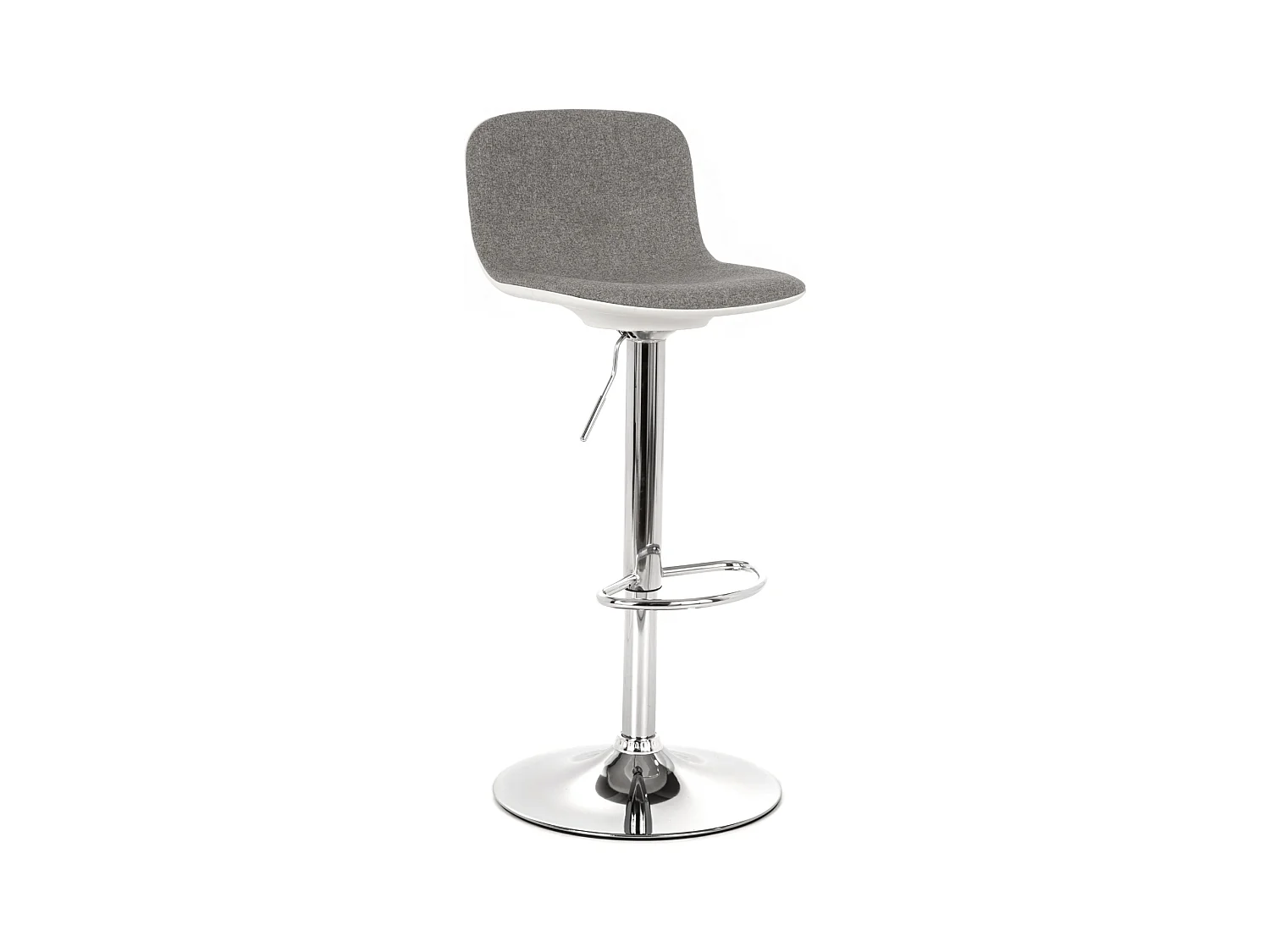 Lot de 2 tabourets hauts en tissu gris clair "Spot" avec repose-pieds et vérin à gaz cm 36x38,5 88h