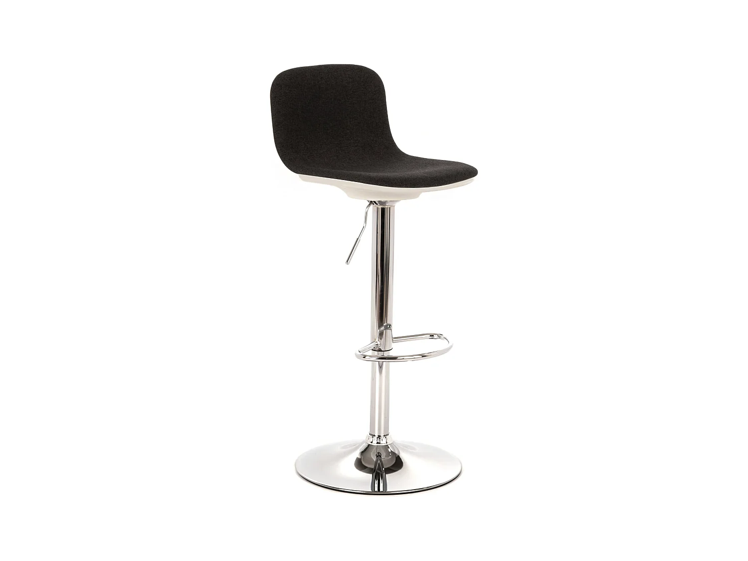 Lot de 2 tabourets hauts en tissu gris anthracite "Spot" avec repose-pieds et vérin à gaz cm 36x38,5 88h