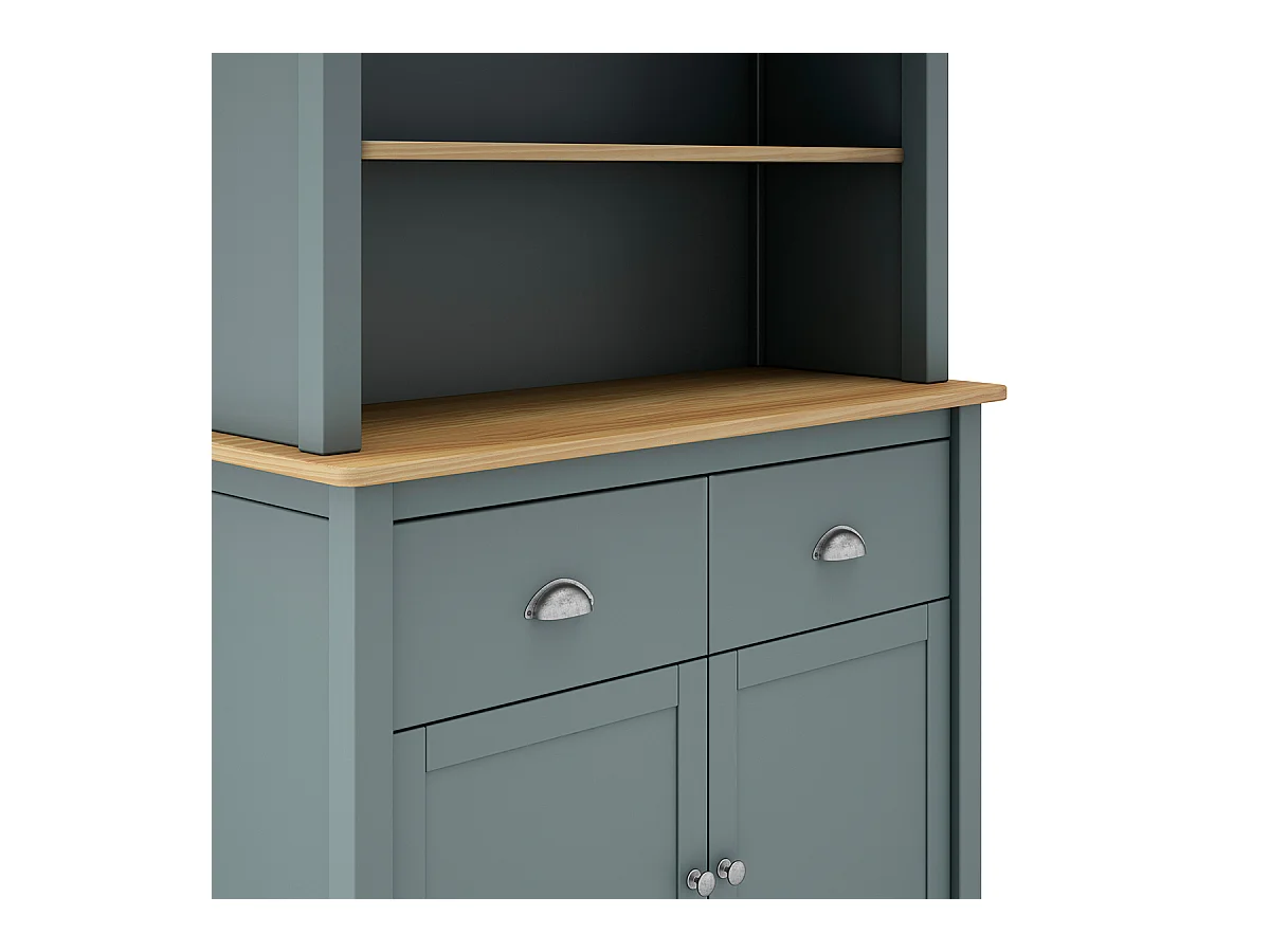 Buffet, meuble de rangement avec 4 portes et 2 tiroirs coloris vert kaki, chêne - Longueur 90 x Profondeur 40 x Hauteur 180,50 cm