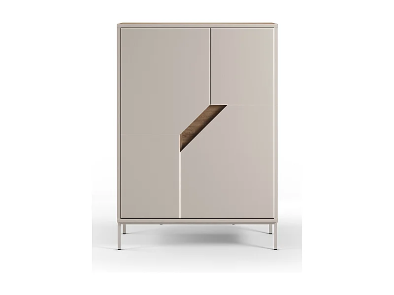 Buffet, meuble de rangement avec 2 portes aspect bois coloris chêne, crème - Longueur 85 x Profondeur 40 x Hauteur 120 cm