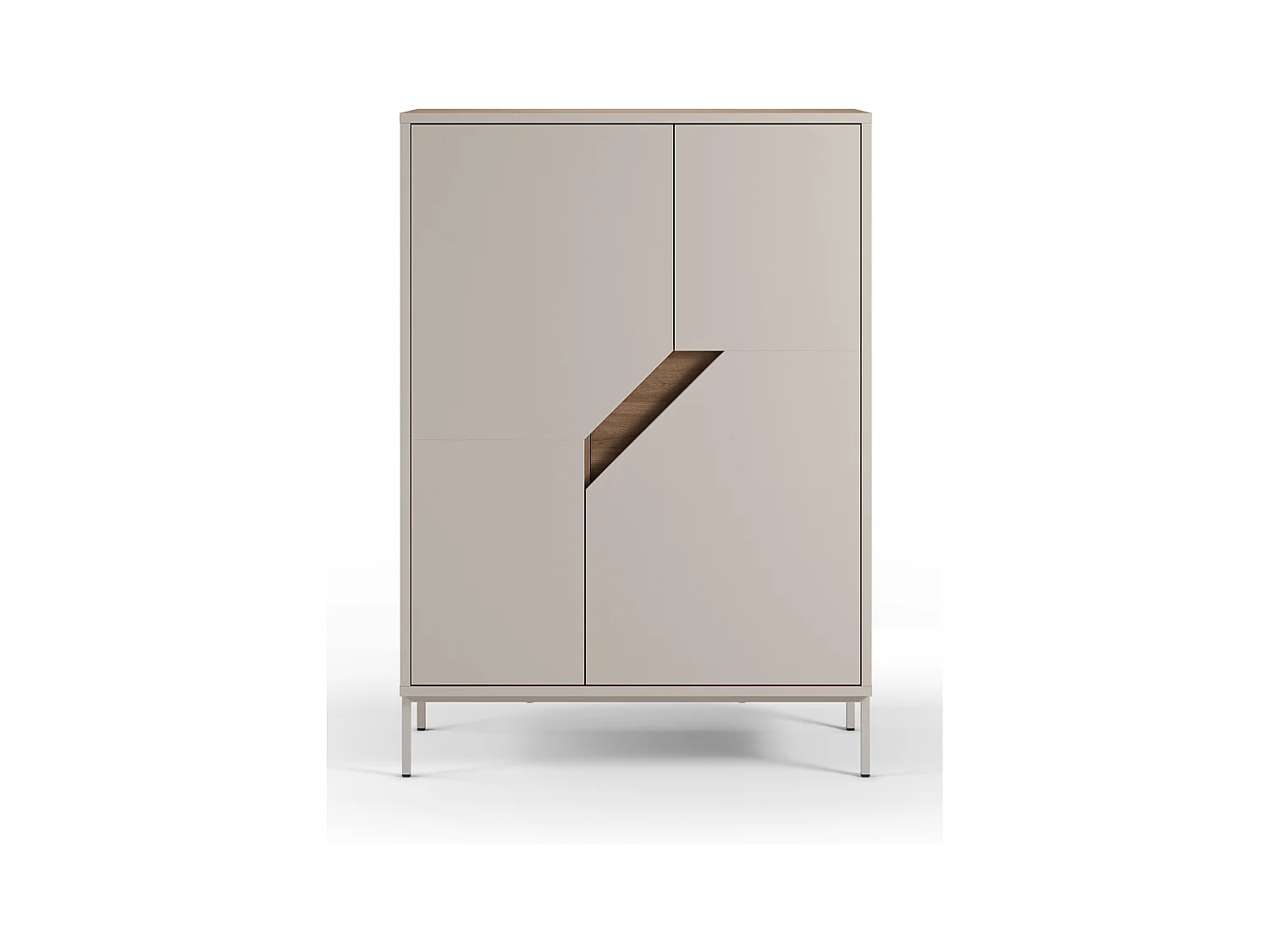 Buffet, meuble de rangement avec 2 portes aspect bois coloris chêne, crème - Longueur 85 x Profondeur 40 x Hauteur 120 cm