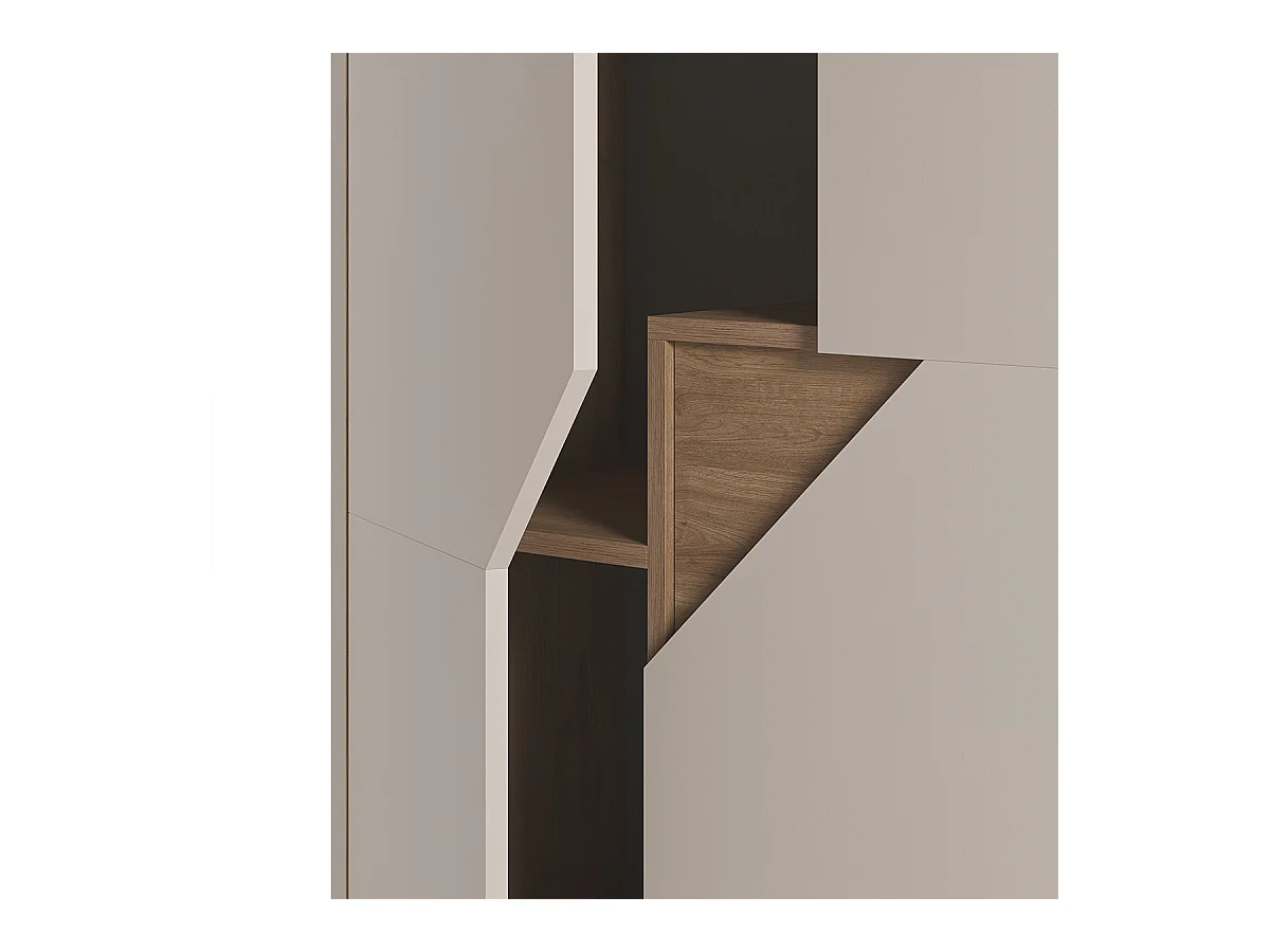 Buffet, meuble de rangement avec 2 portes aspect bois coloris chêne, crème - Longueur 85 x Profondeur 40 x Hauteur 120 cm