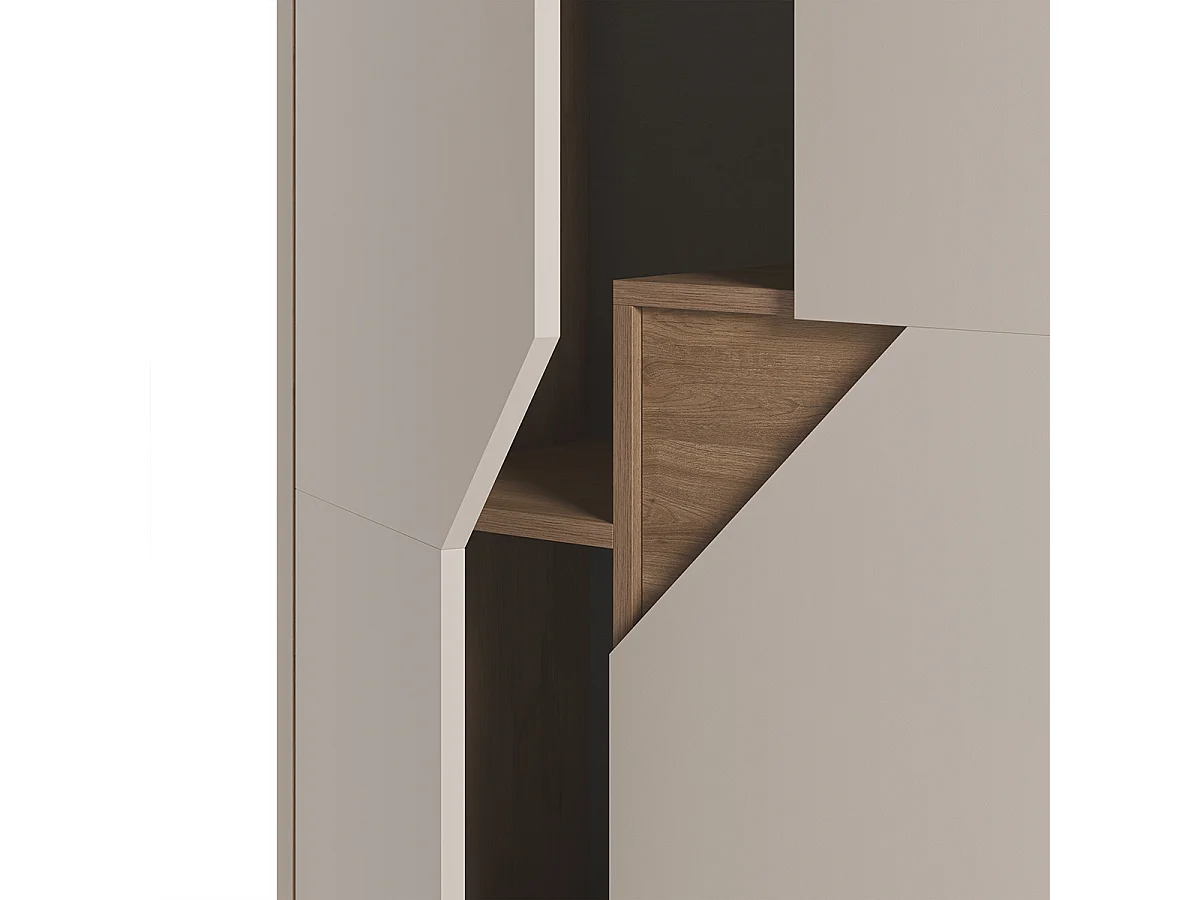 Buffet, meuble de rangement avec 2 portes aspect bois coloris chêne, crème - Longueur 85 x Profondeur 40 x Hauteur 120 cm