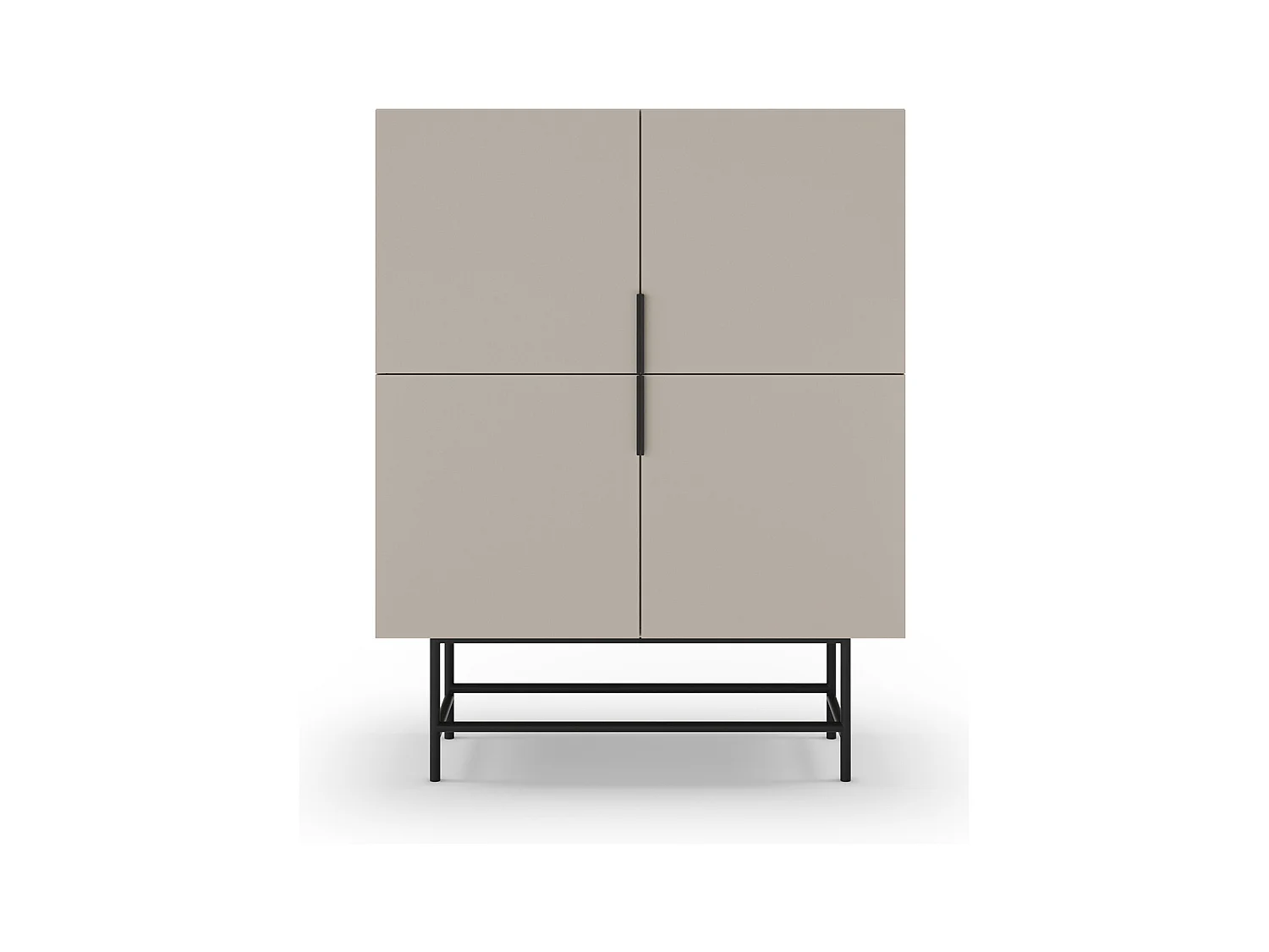 Buffet, meuble de rangement aspect bois coloris crème et pieds en métal noir - Longueur 100 x Profondeur 40 x Hauteur 128 cm