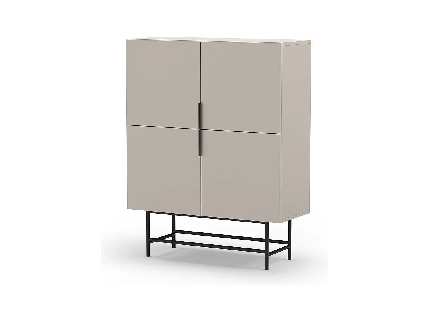 Buffet, meuble de rangement aspect bois coloris crème et pieds en métal noir - Longueur 100 x Profondeur 40 x Hauteur 128 cm